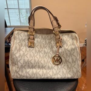 Michael Kors Cream and Tan Satchel